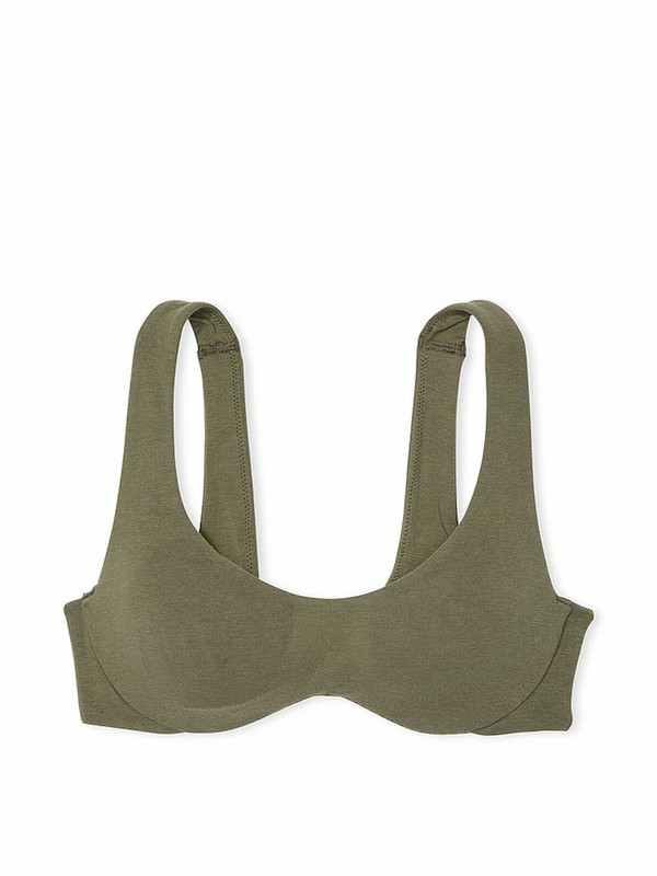 Olive / Green Victoria Secret Cotton Unlined WiBralette Bras | PRQUY9730