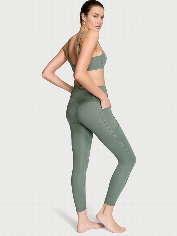 Olive / Green Victoria Secret Faded Sage Essential Fine Line Leggings | JMNSY9835