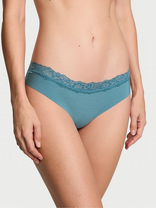 Olive / Green Victoria Secret French Sage Lace Waist Thong Underwear | EXGTQ4809