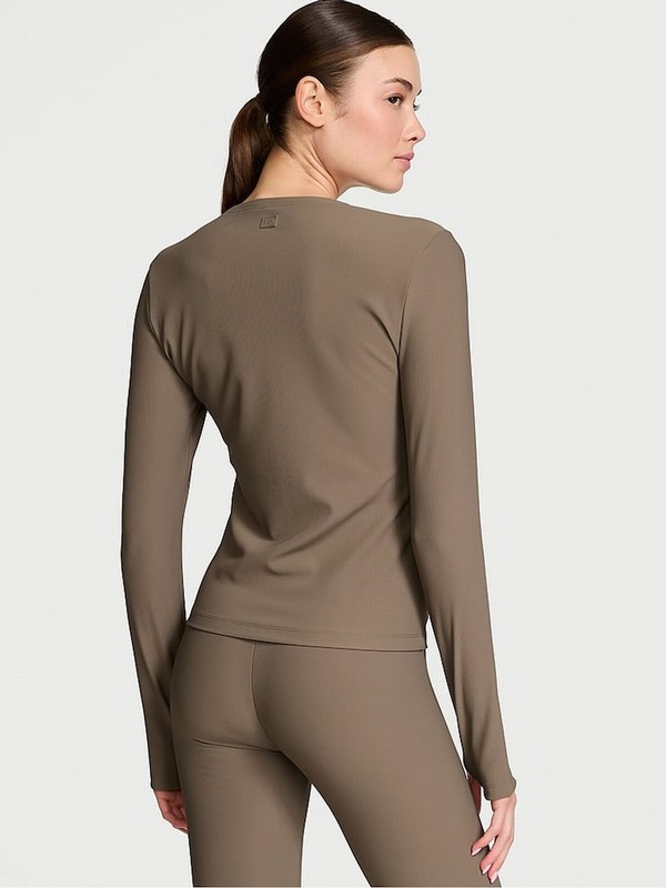 Olive / Green Victoria Secret Full Zip VSX Rib Jackets | AQSXE7038