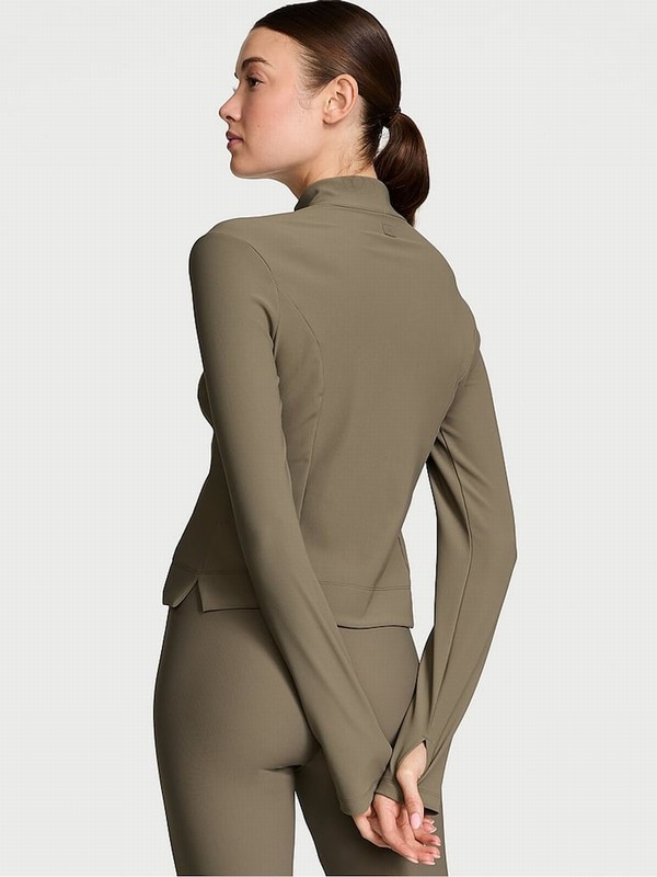 Olive / Green Victoria Secret Half Zip VSX Rib Jackets | AXEIU5762