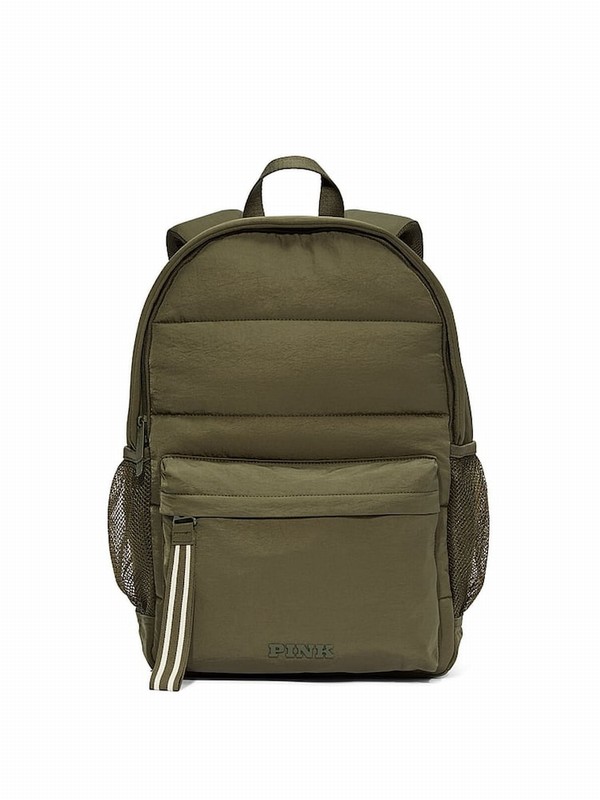 Olive / Green Victoria Secret Puffer Backpacks | MABCE9815