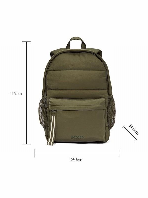 Olive / Green Victoria Secret Puffer Backpacks | MABCE9815