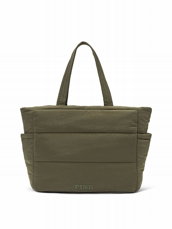 Olive / Green Victoria Secret Puffer Tote Bags | PKIZQ2108