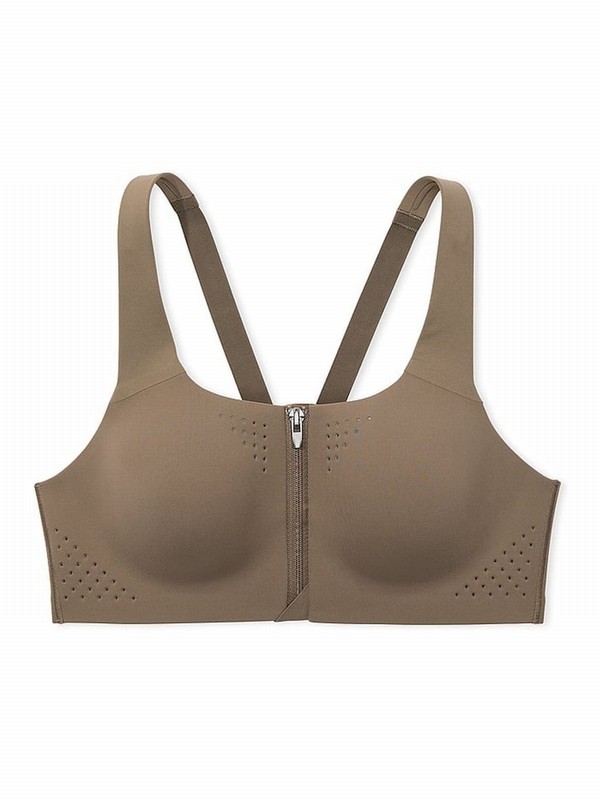 Olive / Green Victoria Secret Terra Front Close VSX Featherweight™ Max High Support Sports Bra | AEGSL4267