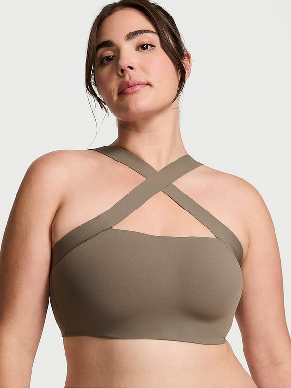 Olive / Green Victoria Secret Terra Strappy Cross Front Bras | VWHRO1540