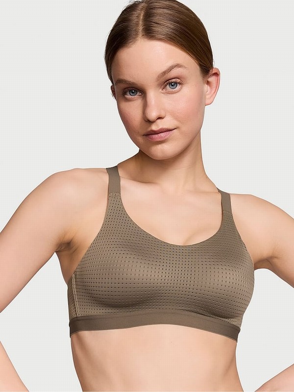 Olive / Green Victoria Secret Terra VSX Lightweight Mesh Medium Impact Sports Bra | TVKIL4925