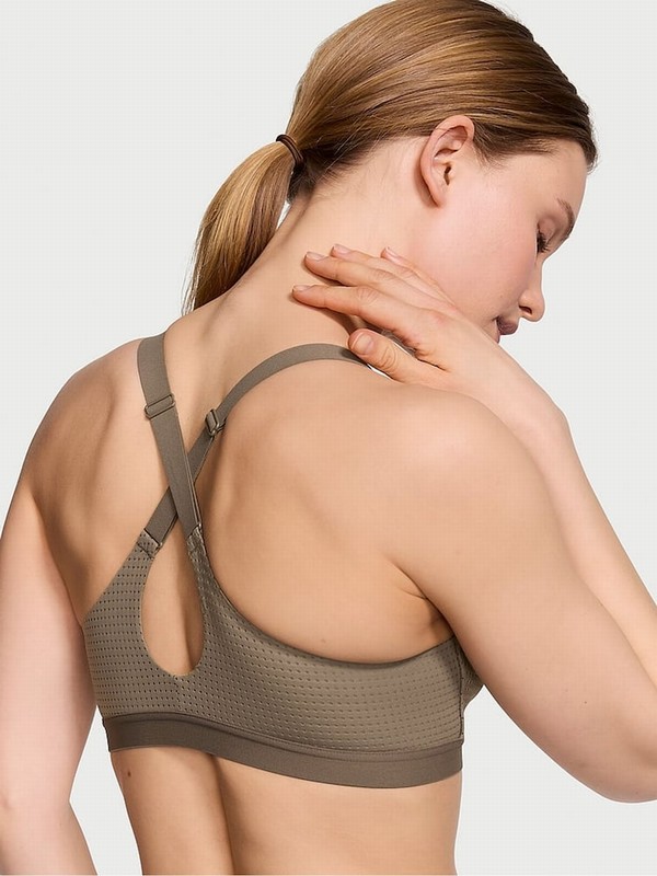 Olive / Green Victoria Secret Terra VSX Lightweight Mesh Medium Impact Bras | JYUSK0263