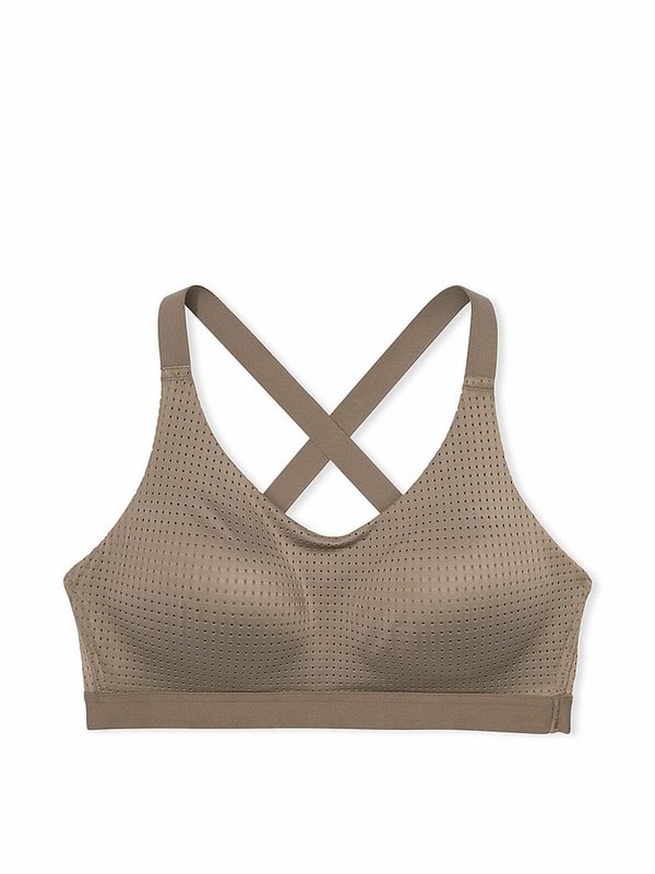 Olive / Green Victoria Secret Terra VSX Lightweight Mesh Medium Impact Bras | JYUSK0263