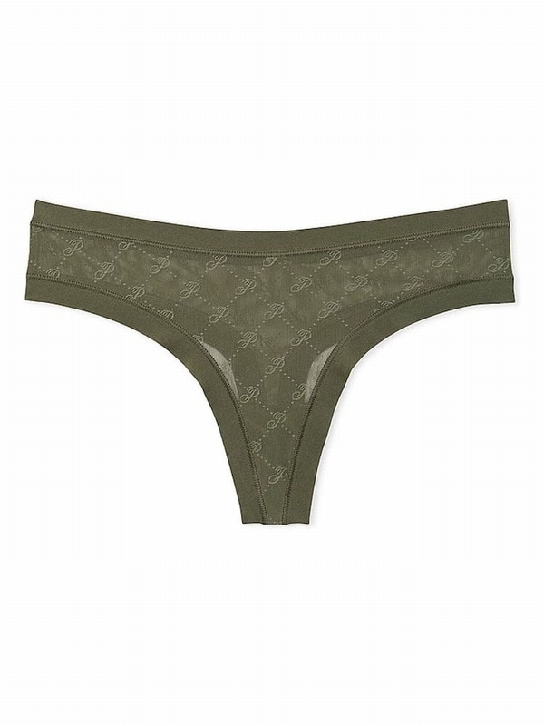 Olive / Green Victoria Secret Thong No Show Underwear | MDKBY0847