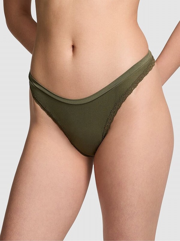 Olive / Green Victoria Secret Thong Seamless Underwear | OYREC3052