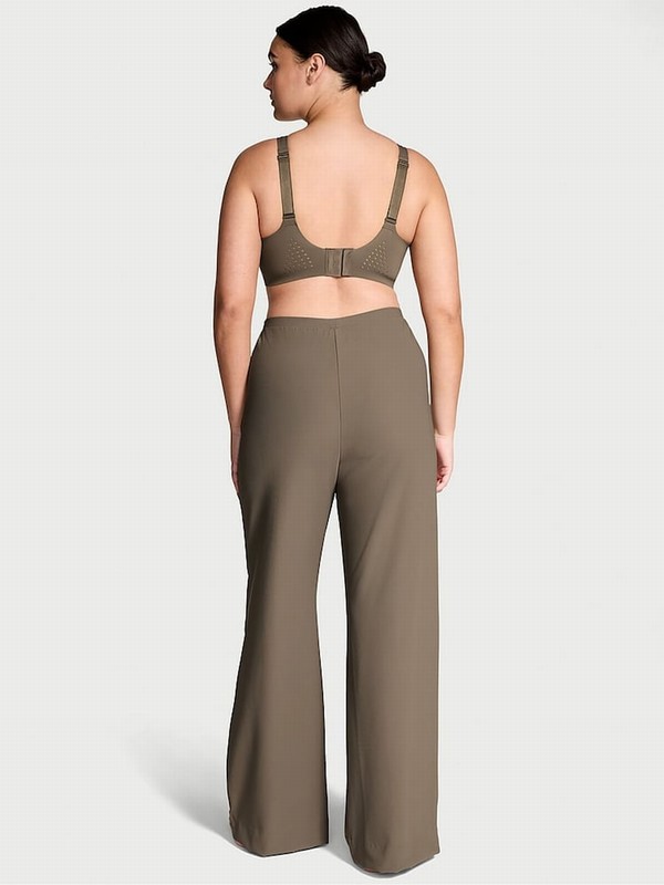 Olive / Green Victoria Secret VSX Rib Wide Leg Joggers | VISLW0461