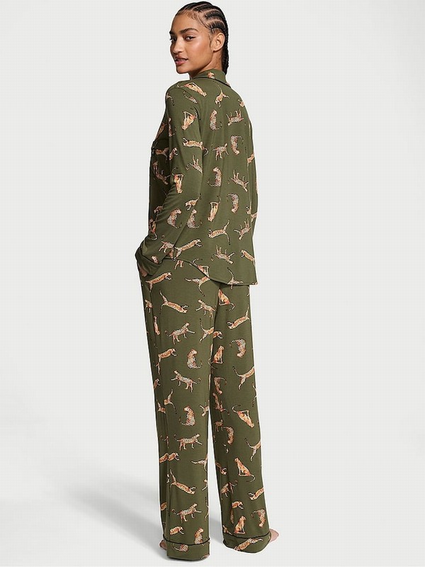 Olive / Green / Leopard Victoria Secret Modal Long Nightwear | GORIH7642