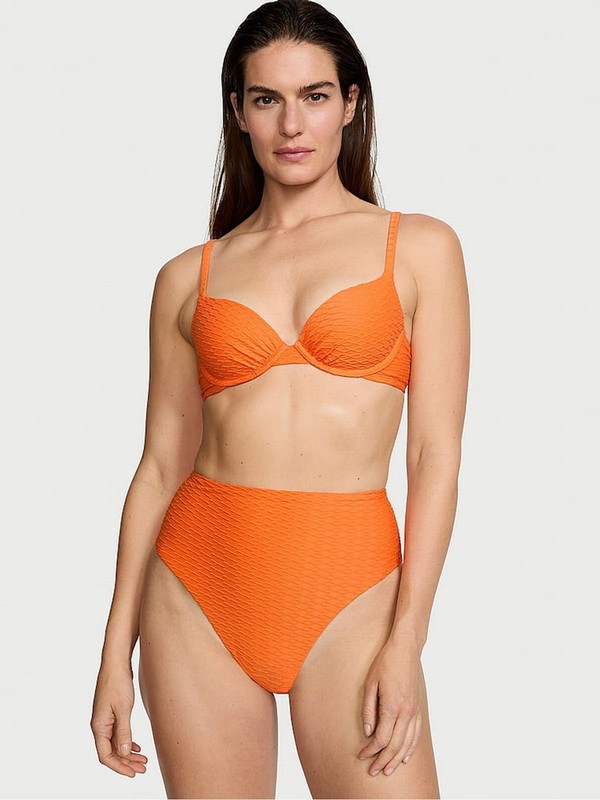 Orange Victoria Secret Sunset Orange Fishnet High Waisted Bikini Bottom | NRFKA9406