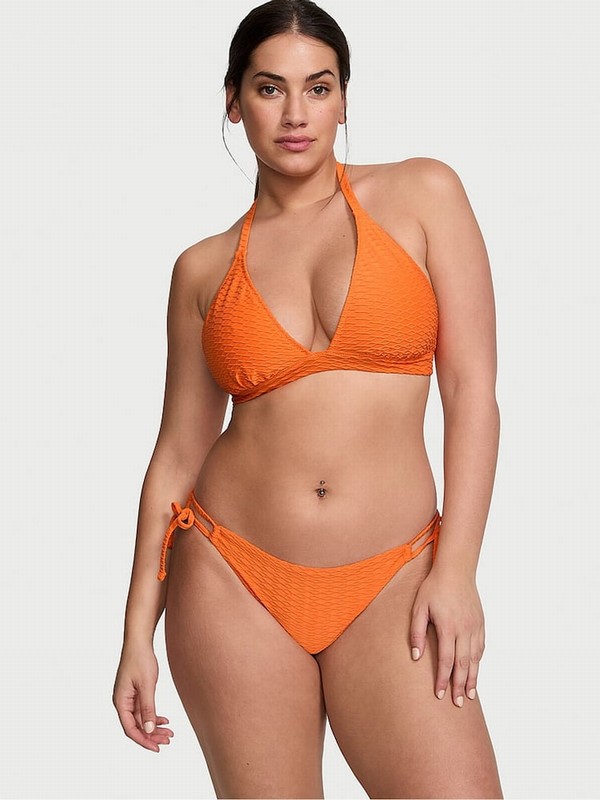 Orange Victoria Secret Sunset Orange Fishnet Halter Bikini Top | WKYPI7308