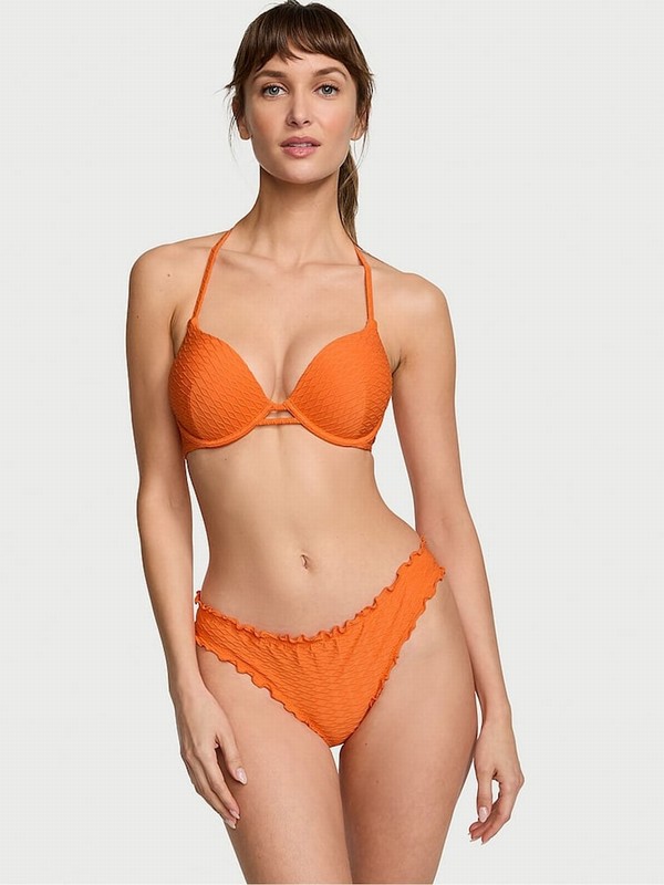 Orange Victoria Secret Sunset Orange Fishnet Add 2 Cups Push Up Bikini Top | HGNXI8195