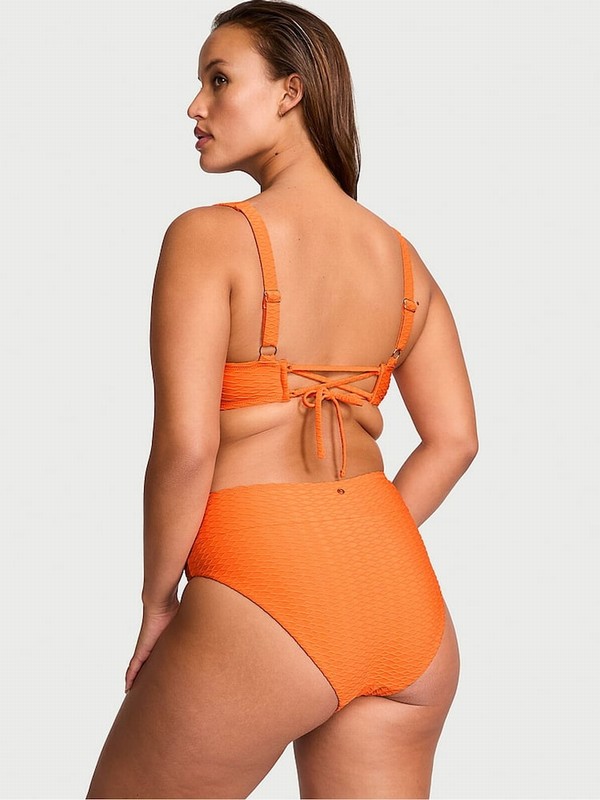 Orange Victoria Secret Sunset Orange Fishnet Balcony Bikini Top | FDOMK1853