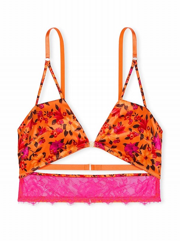 Orange Victoria Secret Sunset Orange Tropical Print Corset Top Lingerie | LHIOT2584