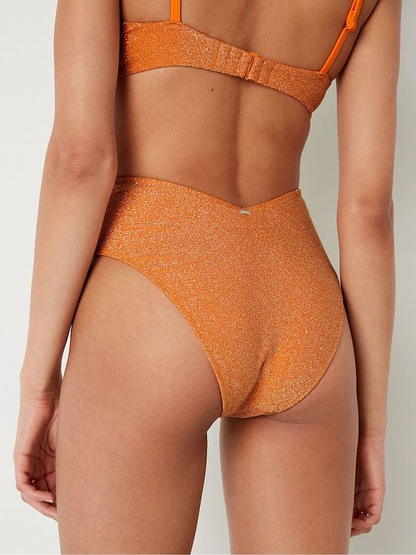 Orange Victoria Secret Tangelo Orangezilian Shimmer High Waist Cheeky Bikini Bottom | SKXBL1079