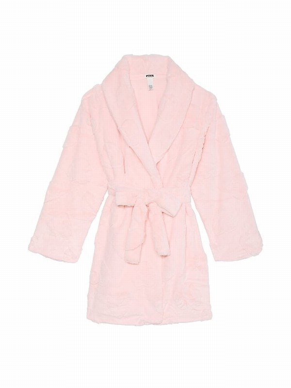 Pink Victoria Secret Angel Hearts Cosy Long Sleeveing Gown Lingerie | EBZRC9384