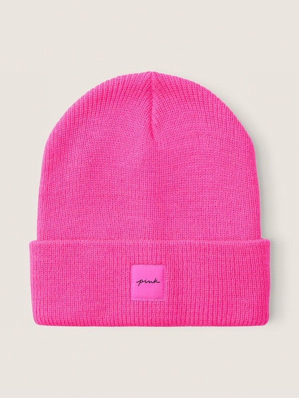 Pink Victoria Secret Atomic Rib Beanie Hats | OQDWV3706