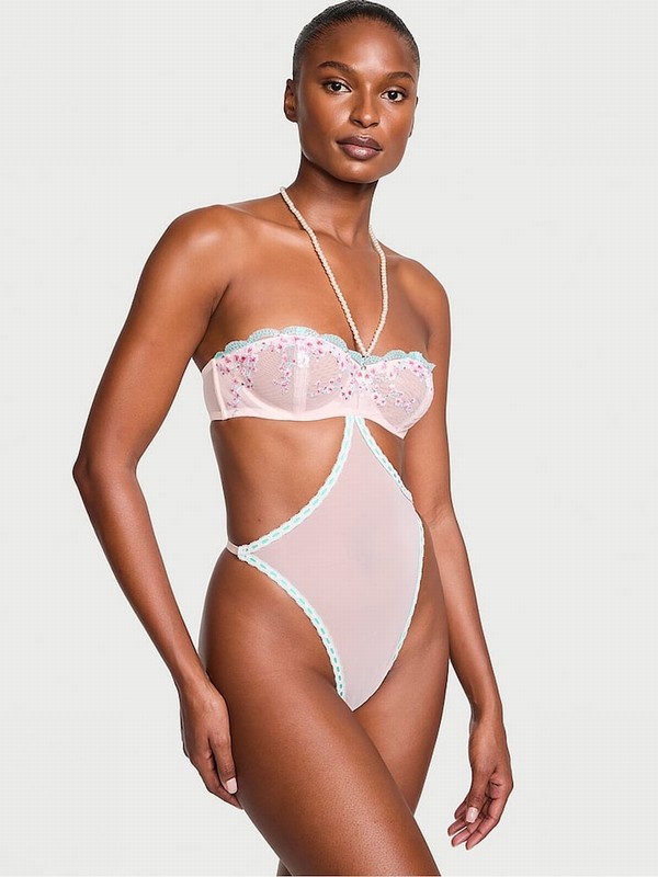 Pink Victoria Secret Ballet Cherry Blossom Bodysuit Lingerie | ZDHPL1890