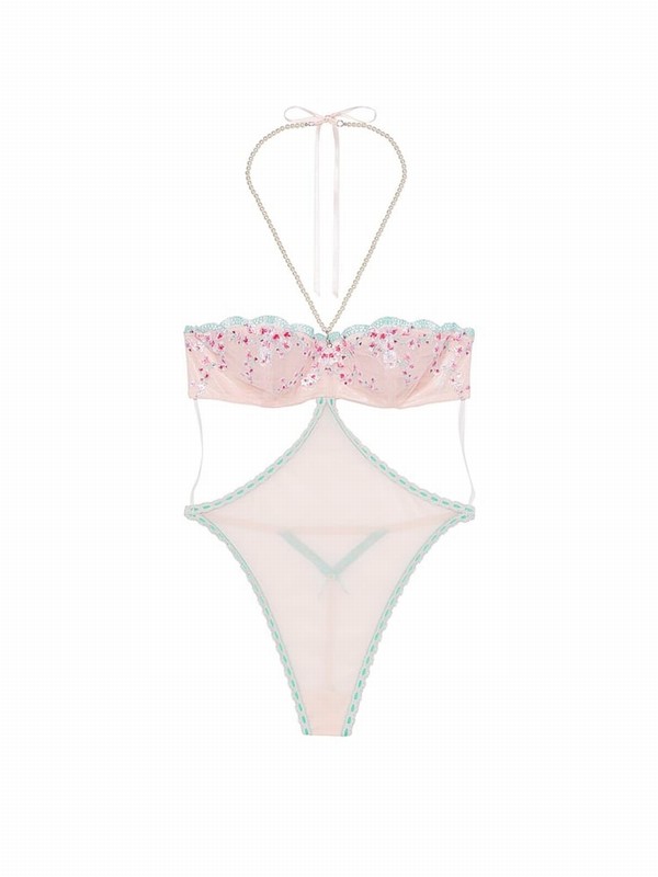 Pink Victoria Secret Ballet Cherry Blossom Bodysuit Lingerie | ZDHPL1890