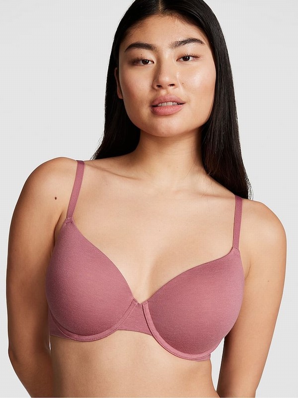 Pink Victoria Secret Begonia Lightly Lined Cotton Logo Bras | MJLSY5831
