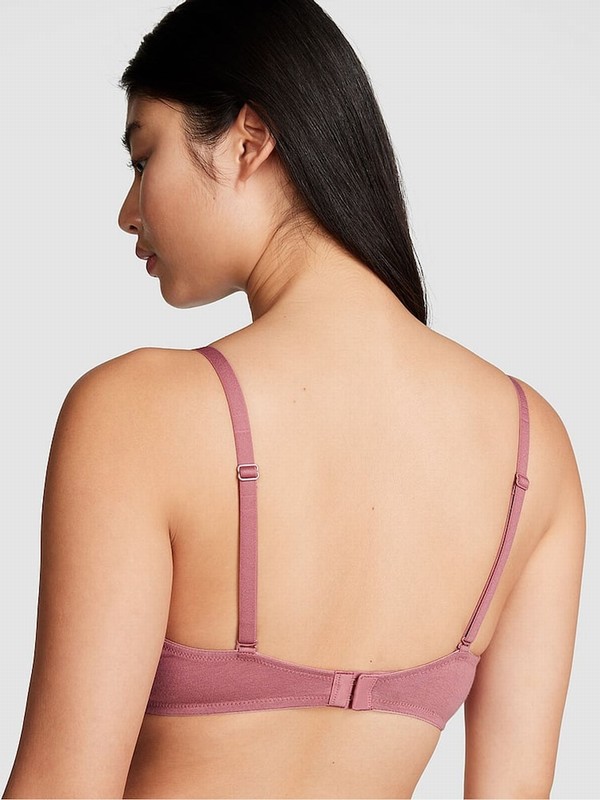 Pink Victoria Secret Begonia Lightly Lined Cotton Logo Bras | MJLSY5831