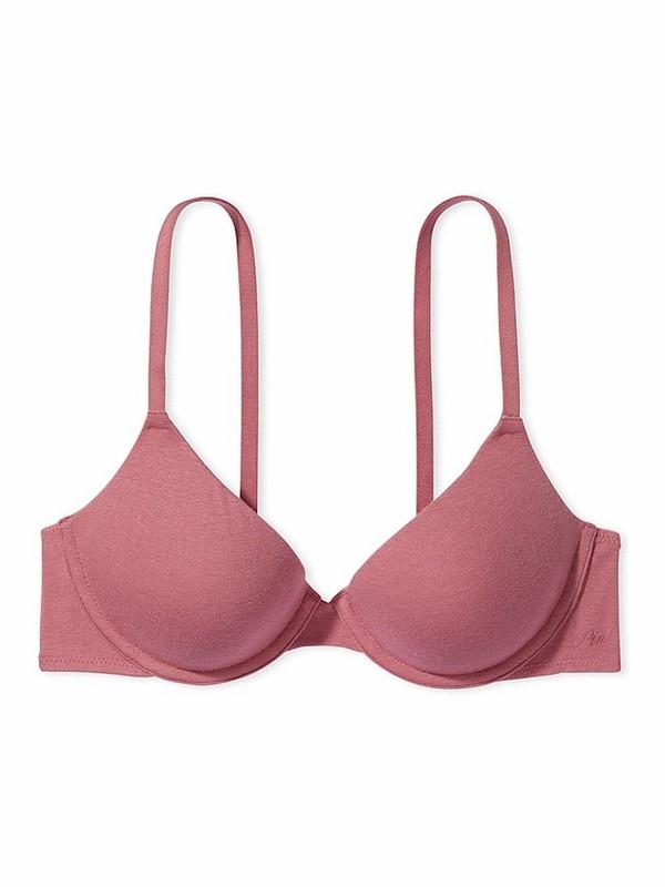 Pink Victoria Secret Begonia Lightly Lined Cotton Logo Bras | MJLSY5831