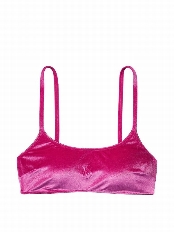 Pink Victoria Secret Berry Blush Velvet Scoop Top Bikini Top | ZLAWN6250