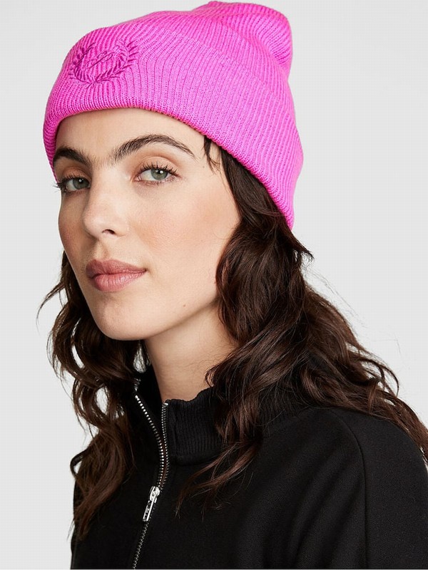 Pink Victoria Secret Berry Rib Beanie Hats | BHFAW6045