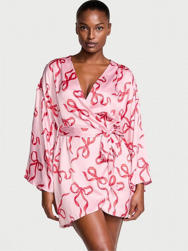 Pink Victoria Secret Bows Satin Robe Nightwear | GEFAY9168