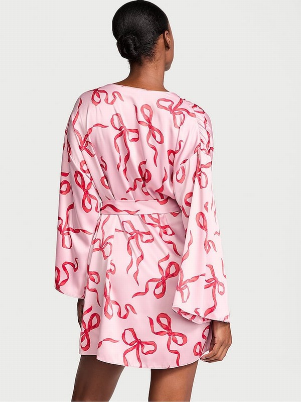 Pink Victoria Secret Bows Satin Robe Nightwear | GEFAY9168