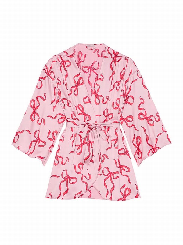 Pink Victoria Secret Bows Satin Robe Nightwear | GEFAY9168