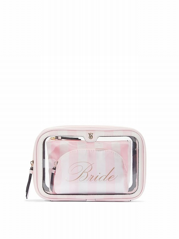 Pink Victoria Secret Bridal Blush Getaway Trio Makeup Bag | ZVSNT7198