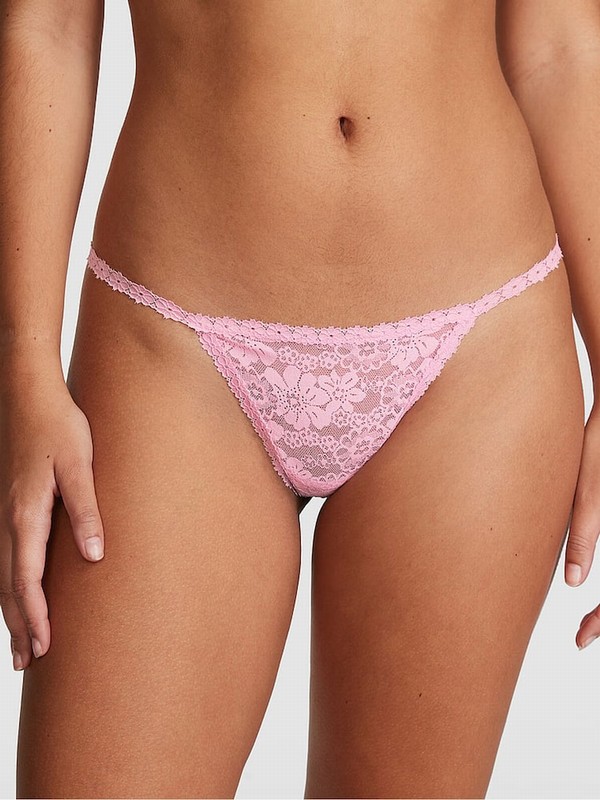 Pink Victoria Secret Bubble G String Lace Underwear | UXCZM2398