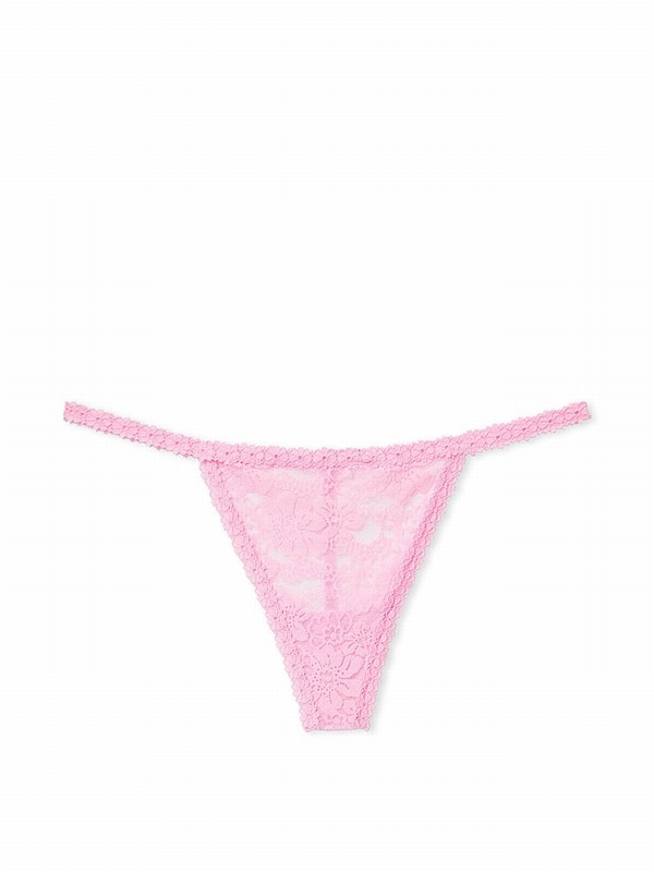 Pink Victoria Secret Bubble G String Lace Underwear | UXCZM2398