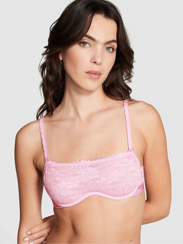 Pink Victoria Secret Bubble Unlined Demi Lace Bras | TLOYU5268