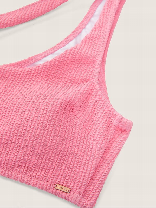 Pink Victoria Secret Crinkle One Shoulder Bikini Top | FJDLO0812