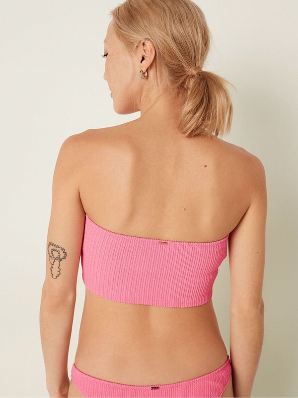 Pink Victoria Secret Dreamy Strapless Crinkle Bikini Top | HEQVM1490
