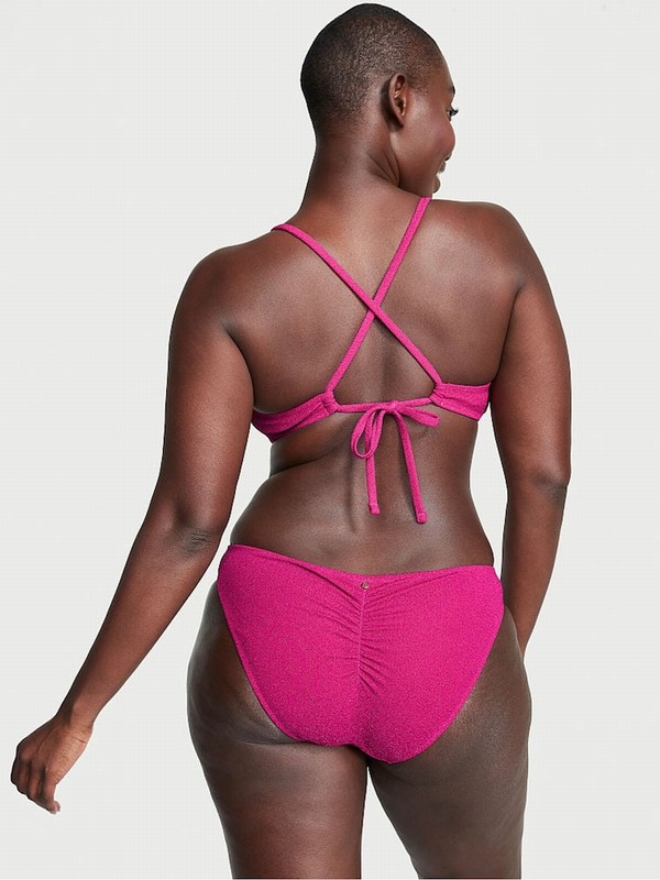 Pink Victoria Secret Forever Cheeky Shimmer Bikini Bottom | YLFZK0913