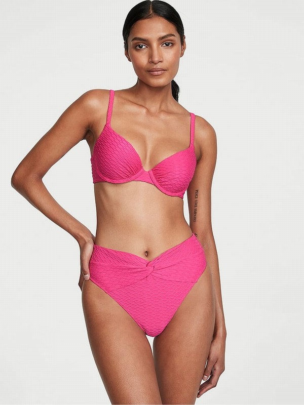 Pink Victoria Secret Forever Fishnet Padded Bikini Top | LDQBN1308