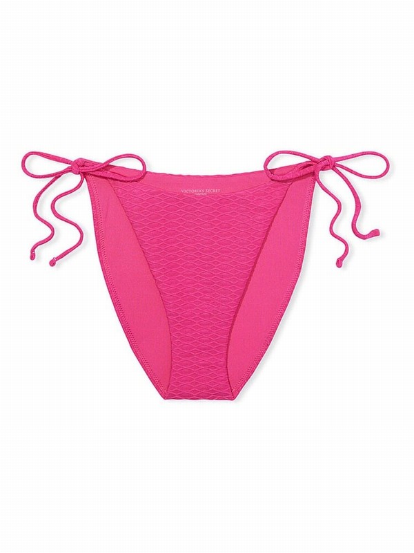 Pink Victoria Secret Forever Fishnet Tie Side High Leg Bikini Bottom | QBTPJ2750