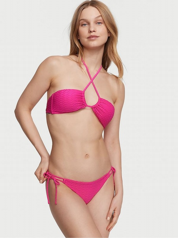 Pink Victoria Secret Forever Fishnet Tie Side Bikini Bottom | EQVMZ0485