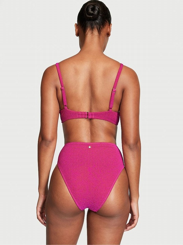 Pink Victoria Secret Forever High Waisted Shimmer Bikini Bottom | AFDTS7501