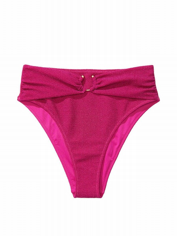 Pink Victoria Secret Forever High Waisted Shimmer Bikini Bottom | AFDTS7501