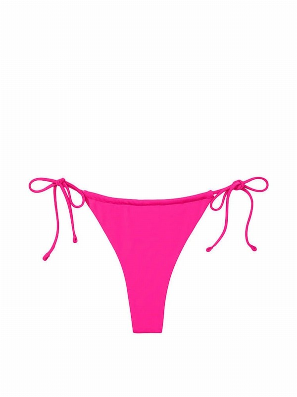 Pink Victoria Secret Forever Tie Side High Leg Bikini Bottom | QAMCJ8345