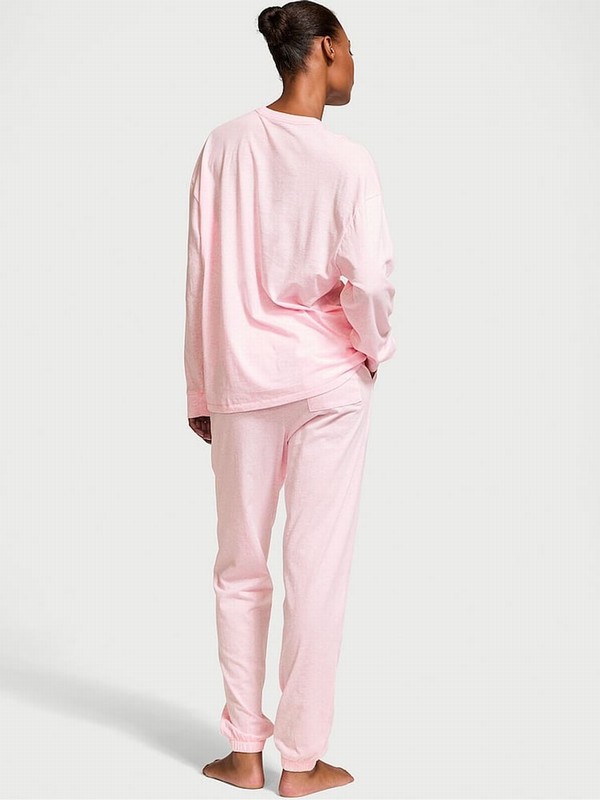Pink Victoria Secret Heather Petal Cotton Long Nightwear | CFHOE7649