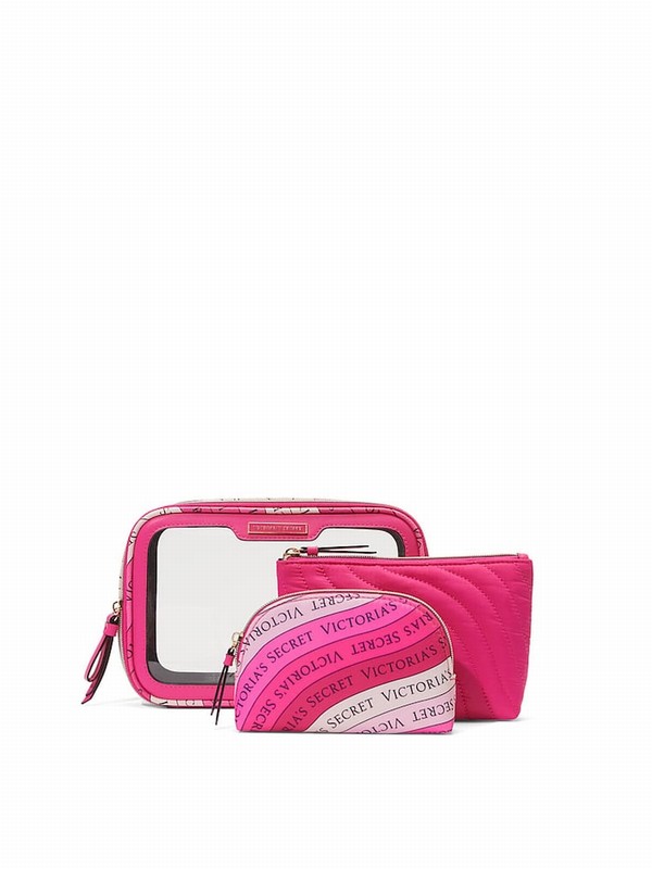 Pink Victoria Secret Hot Getaway Trio Makeup Bag | JONLQ4157